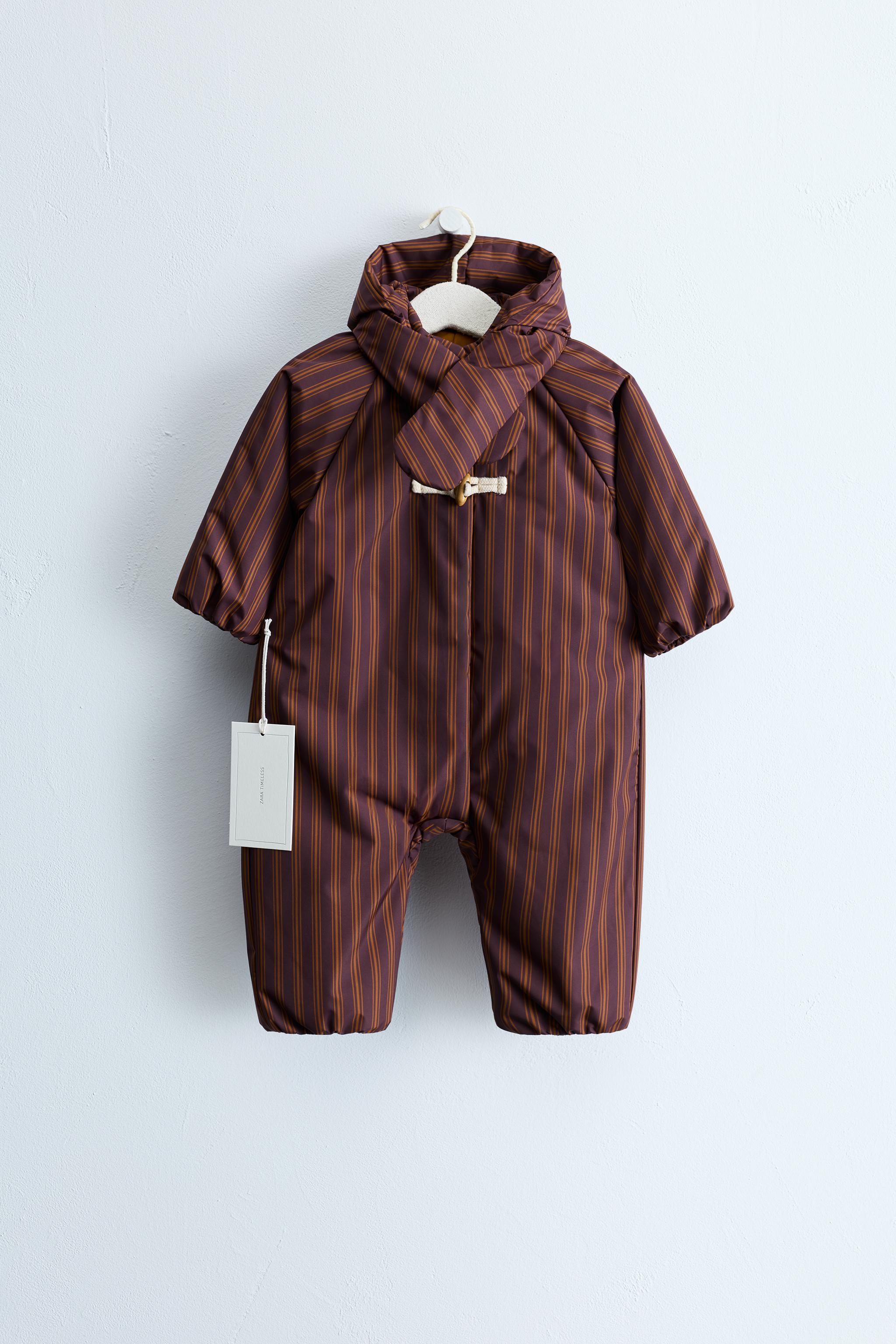 ZARA TIMELESS - STRIPED NYLON JUMPSUIT WITH DETACHABLE HOOD